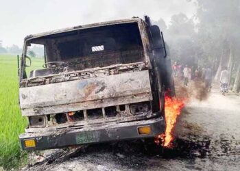 ঘাটাইলে গরুসহ গাড়ি রেখে পালালো চোর, গা‌ড়ি‌তে আগুন
