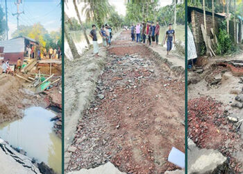 ফেনীতে বন্যার ক্ষতচিহ্ন ৩৪২ সড়কের