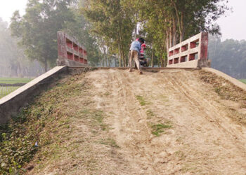 কোন যানবাহন চলতে না পারায় ব্রীজটি এলাকাবাসীর গলার কাটা