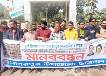 নাগরপুরে ছাত্রদলের মানববন্ধন