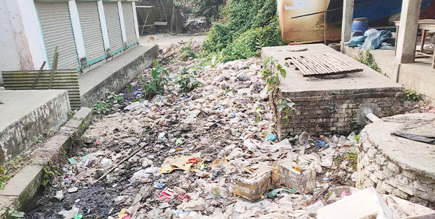 অবৈধ স্থাপনা ও ময়লার ভাগাড়ের দখলে গোবিন্দাসীর খাল