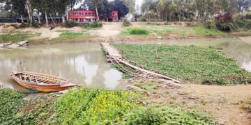 সেতুর অভাবে ঝুঁকিপূর্ণ সাঁকো পেরিয়ে চলাচল সখীপুর-বাসাইলের মানুষের