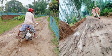 বৃষ্টি হলেই হাঁটুসমান কাদা, চরম ভোগান্তিতে এলাকাবাসী