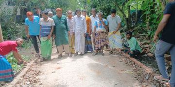 নাগরপুরে নিম্নমানের ইট দিয়ে রাস্তা নির্মাণ